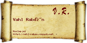 Vahl Rabán névjegykártya